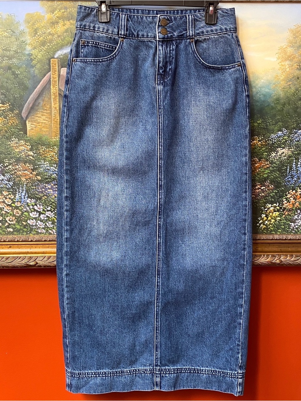 BDG Denim Midi Skirt Back Slit Size Women’s Medium